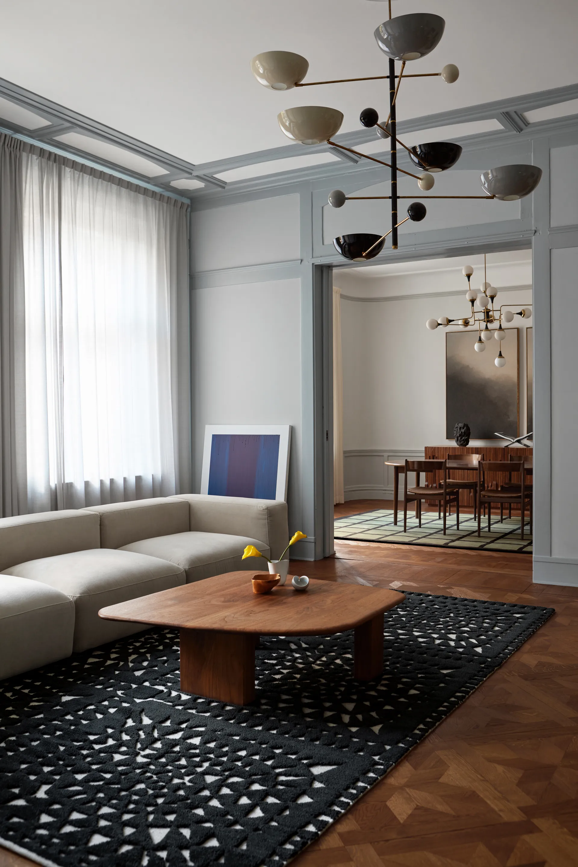 Tappeto in lana Avenue a scacchi, Verde oliva, 300x400 cm Layered