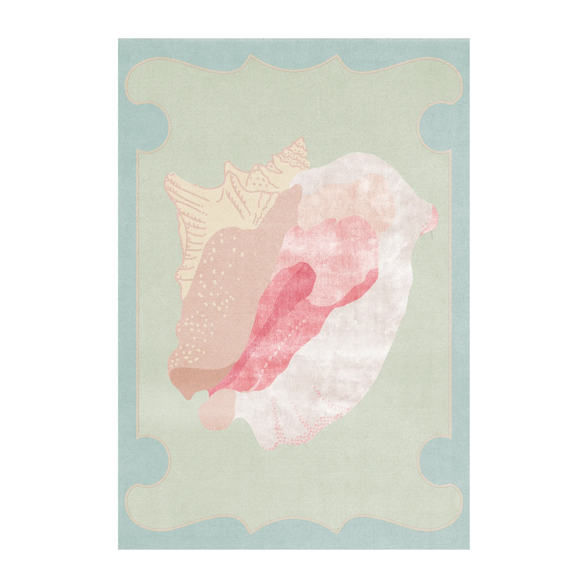Tappeto in lana Shell con motivo, Blu, rosa, 250x350 cm Layered
