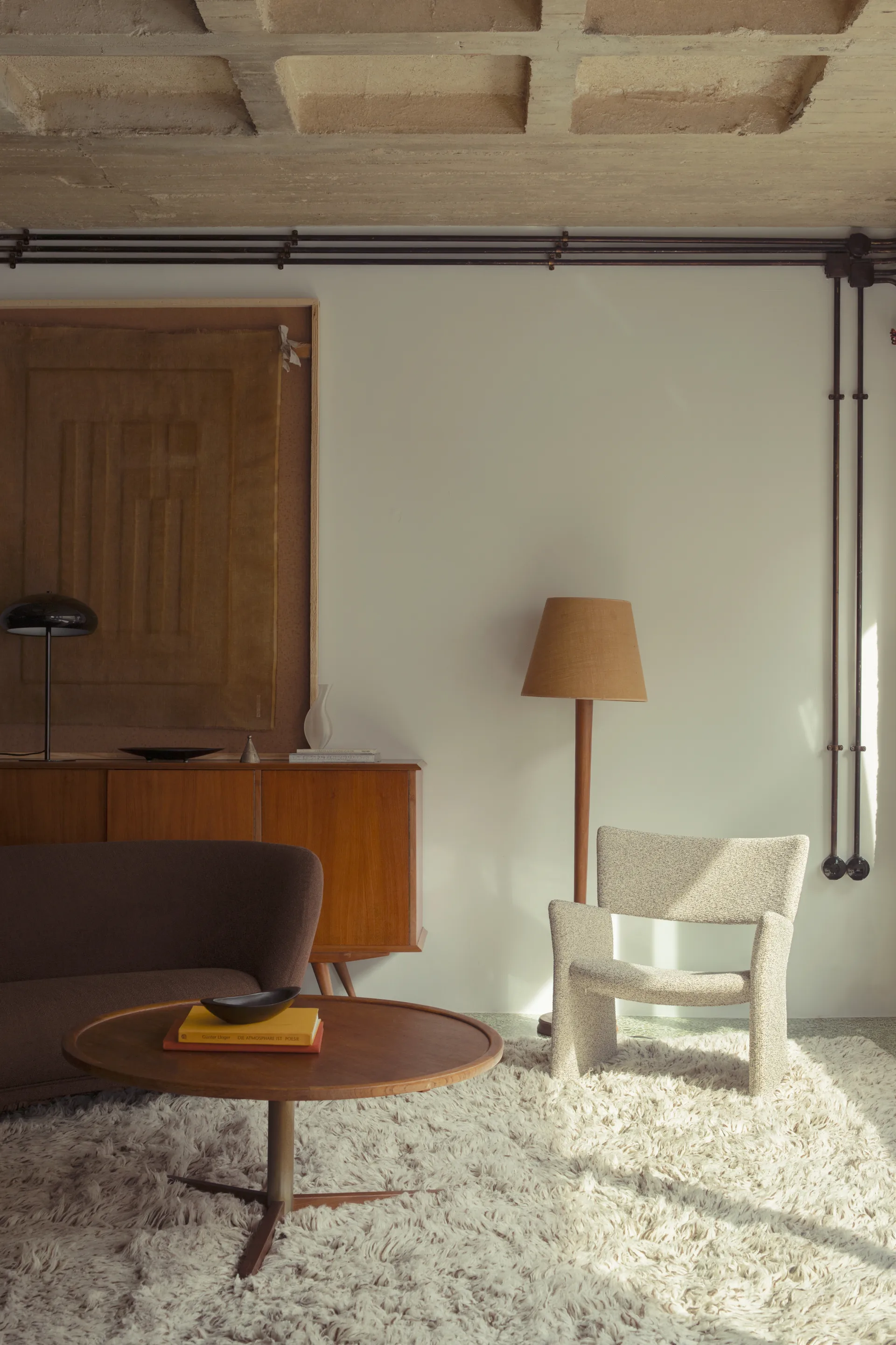 Tappeto Shaggy 180x270 cm, Bianco sporco Layered
