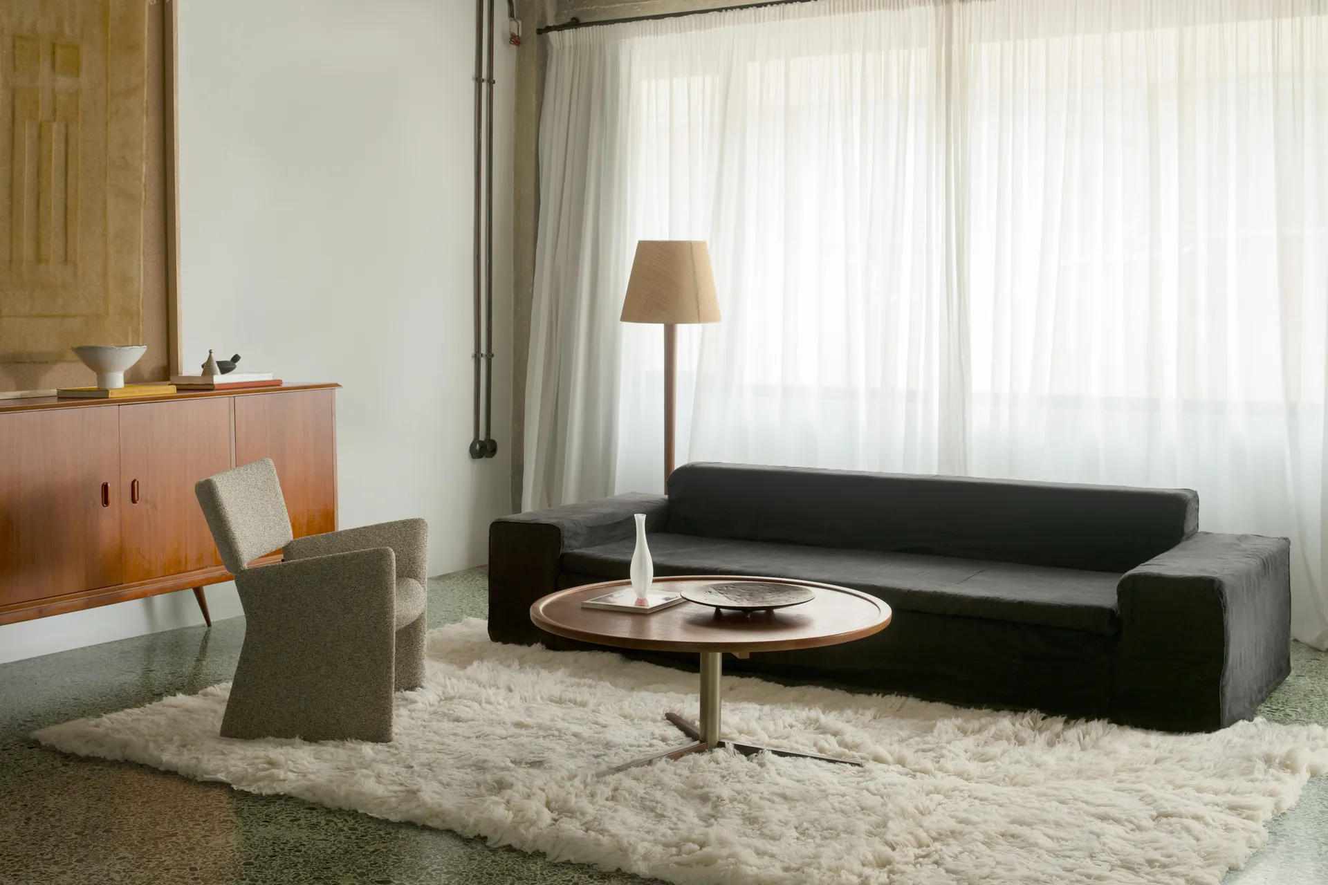 Tappeto Shaggy 180x270 cm, Bianco sporco Layered