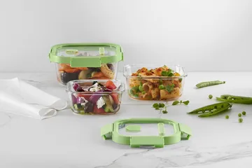 Contenitore alimentare quadrato Lékué in vetro 0,8 L - Verde - Lékué