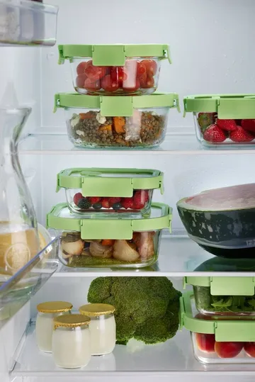 Contenitore alimentare quadrato Lékué in vetro 0,8 L - Verde - Lékué