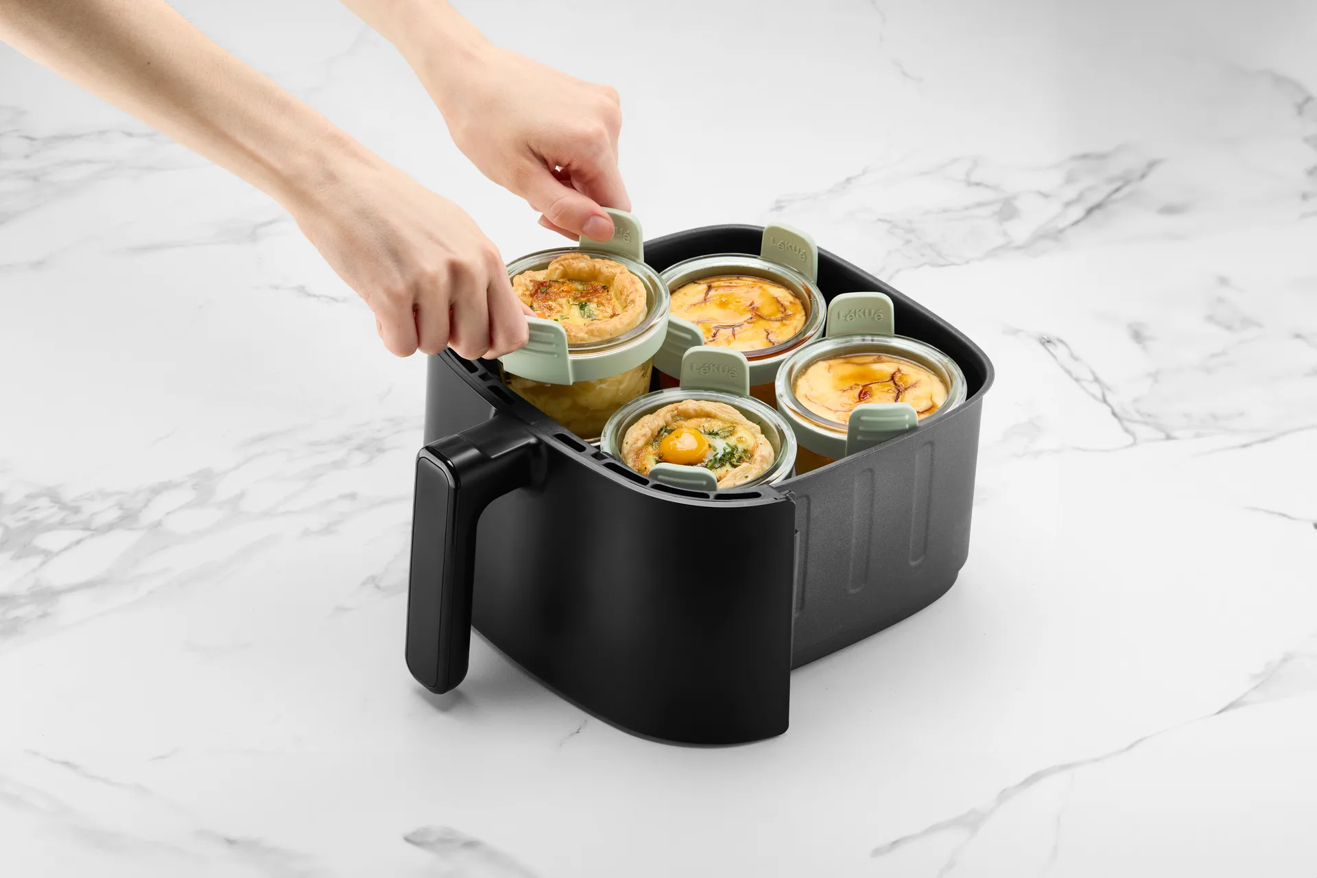 Tazza in vetro mini Air fryer Lékué 4 pezzi, Trasparente Lékué