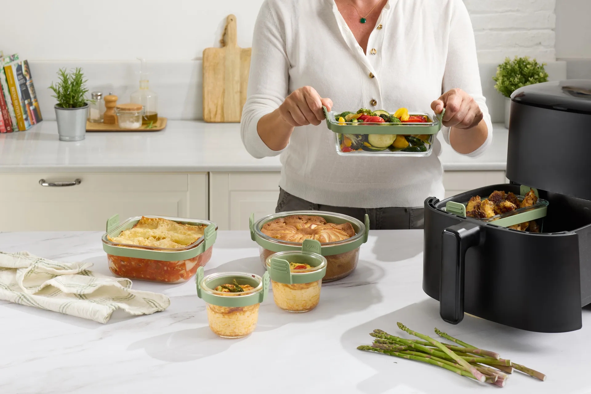 Tazza in vetro mini Air fryer Lékué 4 pezzi, Trasparente Lékué