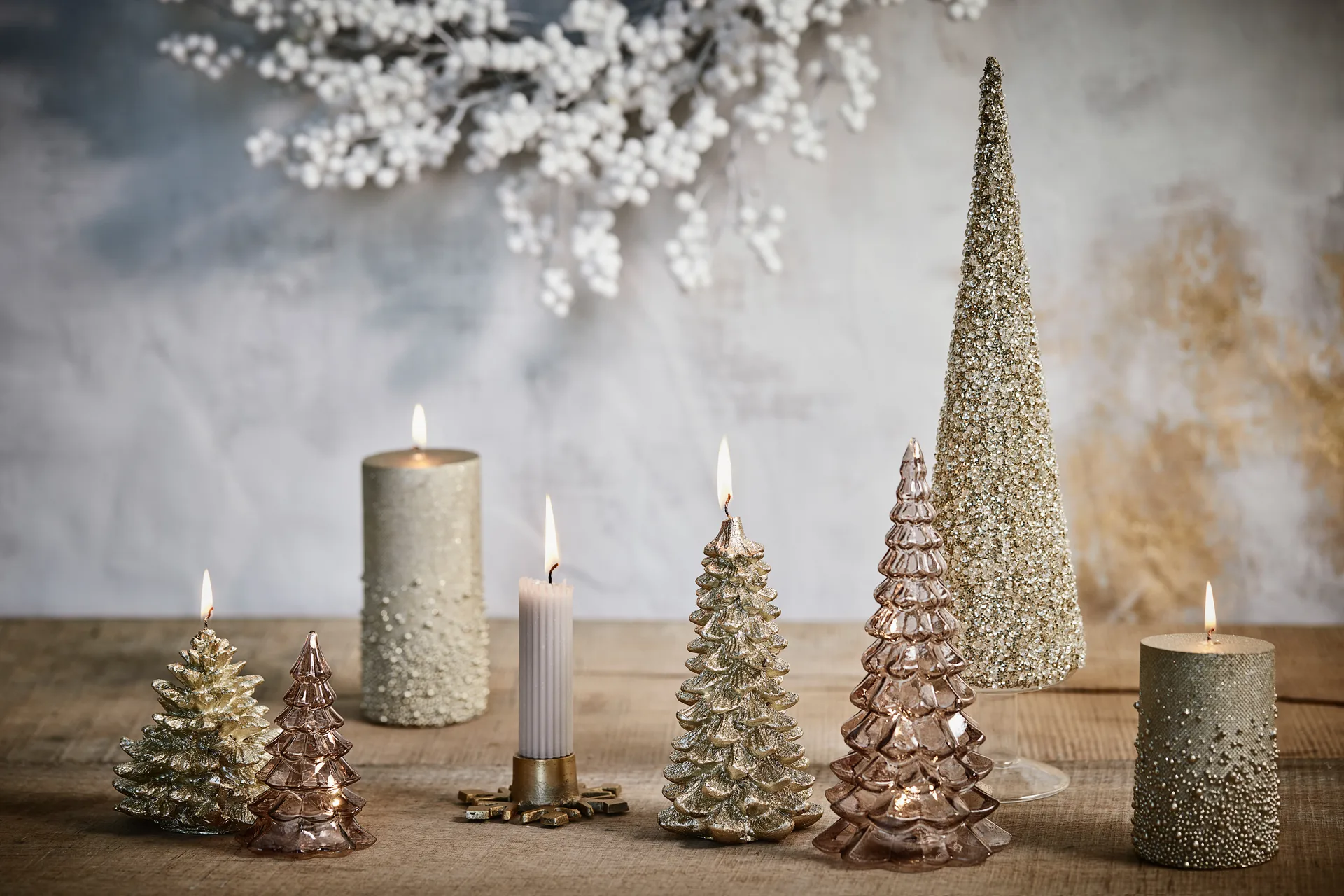 Candeliere Caville fiocco di neve 9,5 cm, light gold Lene Bjerre