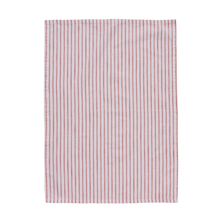 Olivia asciugamano da cucina a righe sottili 50x70 cm - Bianco opaco-corallo scuro - Lene Bjerre
