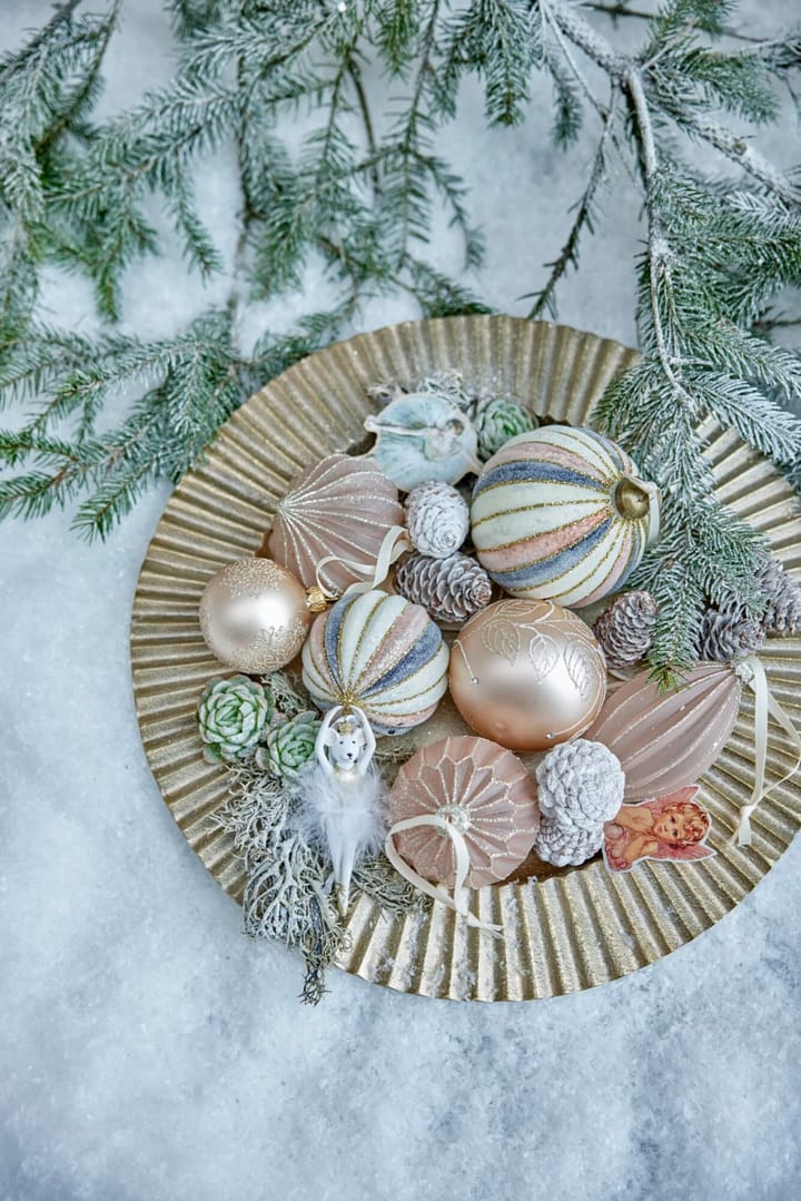 Pallina di Natale Cadelia Ø8 cm, Rosa, foglia Lene Bjerre