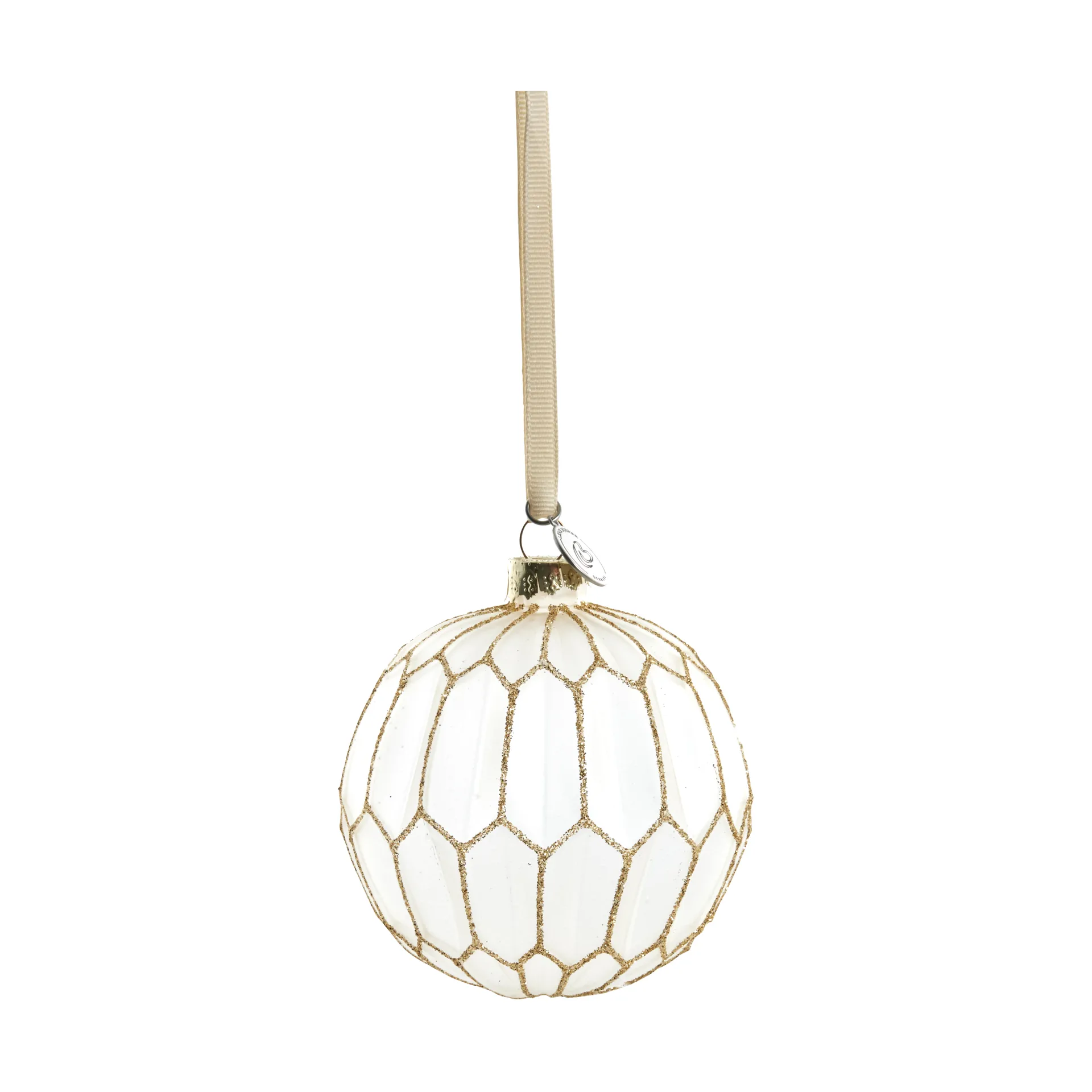 Pallina di Natale Navina rotonda Ø 8 cm, Bianco, oro chiaro Lene Bjerre