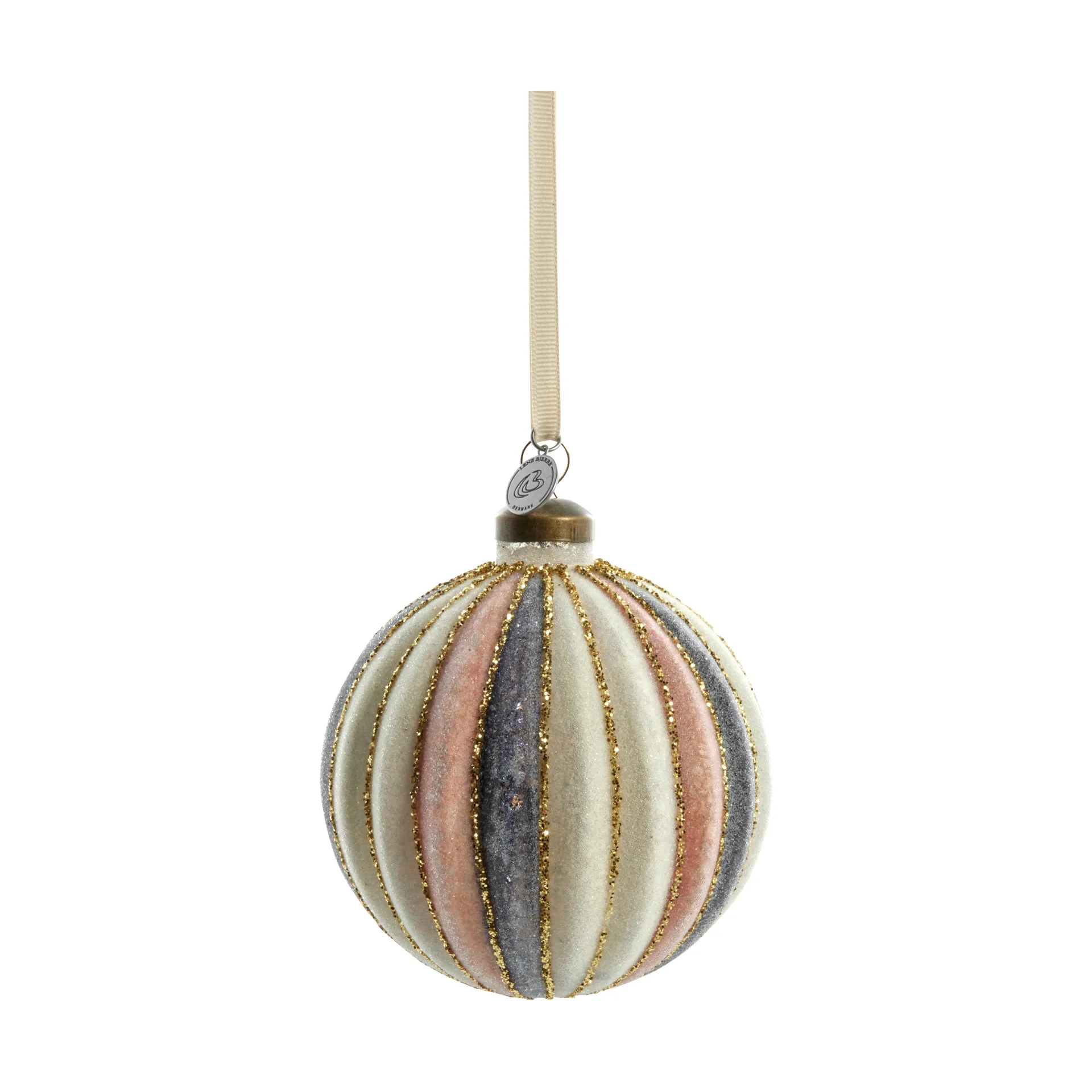 Pallina di Natale Noville Ø 10 cm, Bianco, grigio scuro, rosa Lene Bjerre