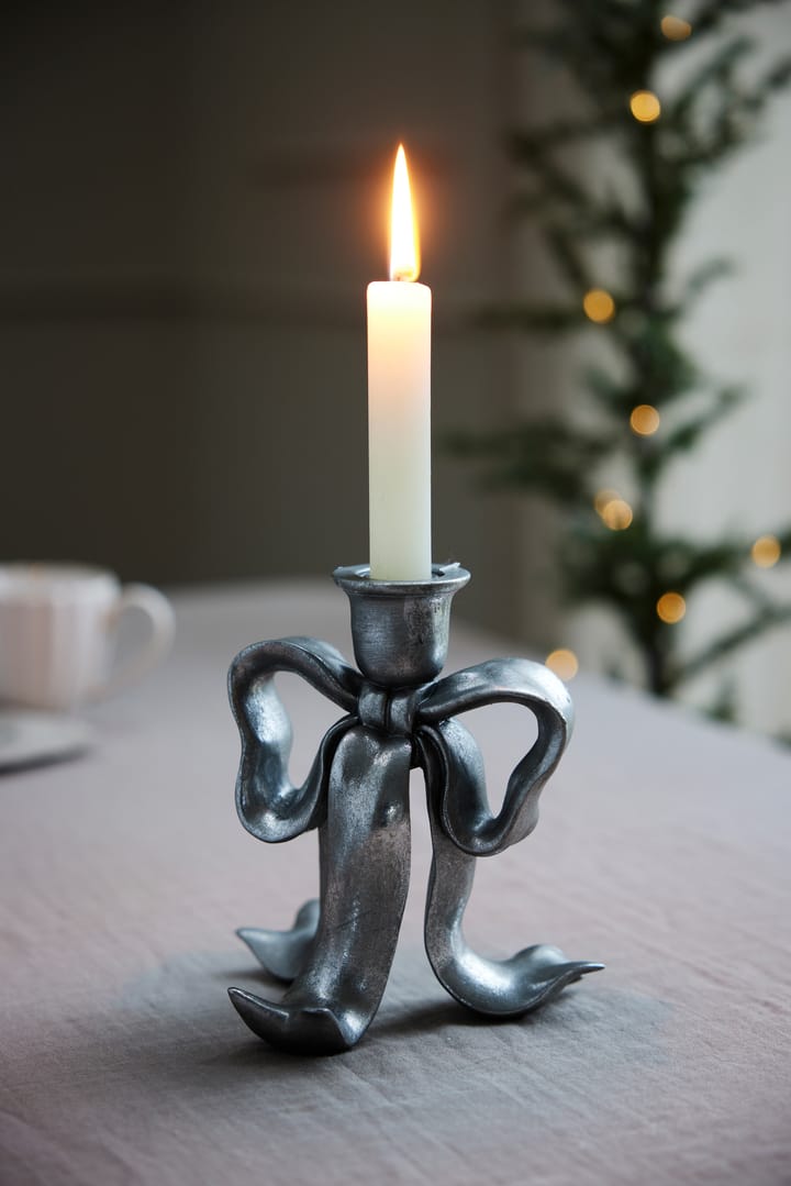 Portacandela Serafina bow 19,7 cm, Argento antico Lene Bjerre