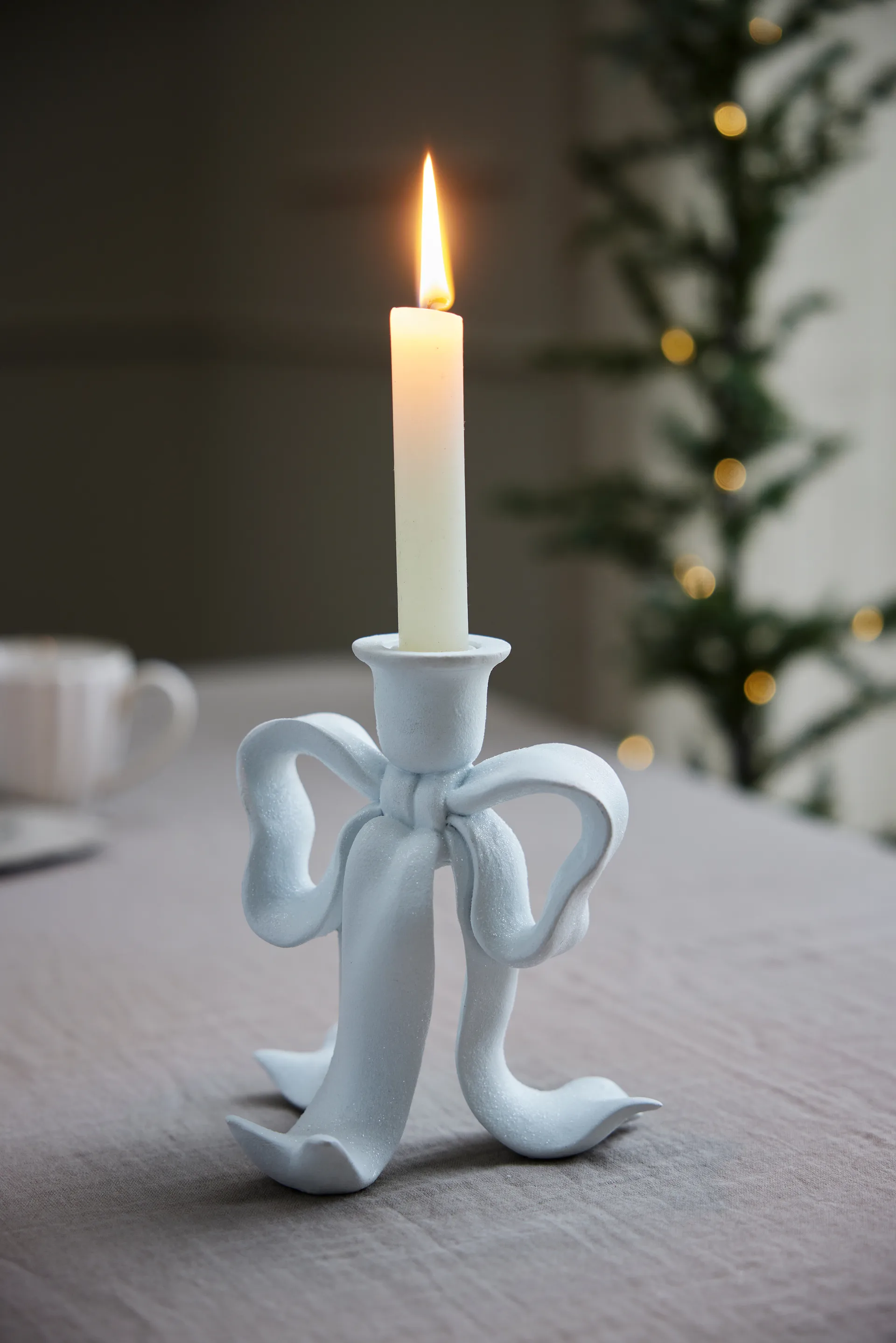 Portacandela Serafina bow 19,7 cm, Bianco Lene Bjerre