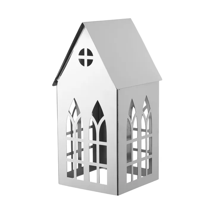 Sigrine house portacandela - Color argento, 11,5x11xH23 cm - Lene Bjerre