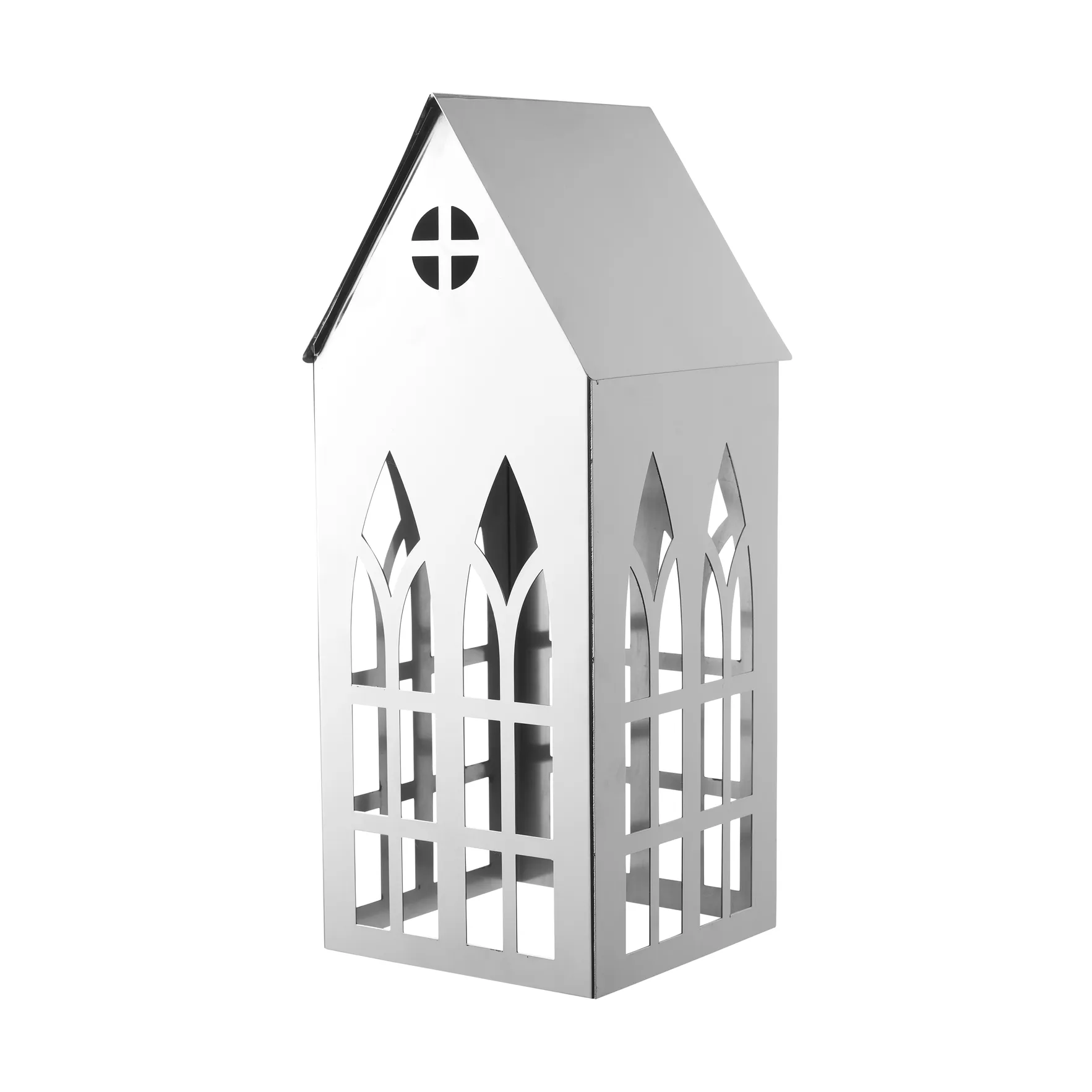 Sigrine house portacandela, Color argento, 14x14xH33 cm Lene Bjerre