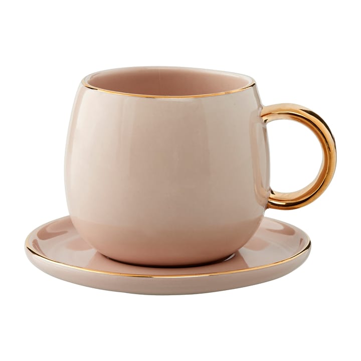 Tazzina da espresso Clara con piattino 15 cl - Rose-light gold - Lene Bjerre