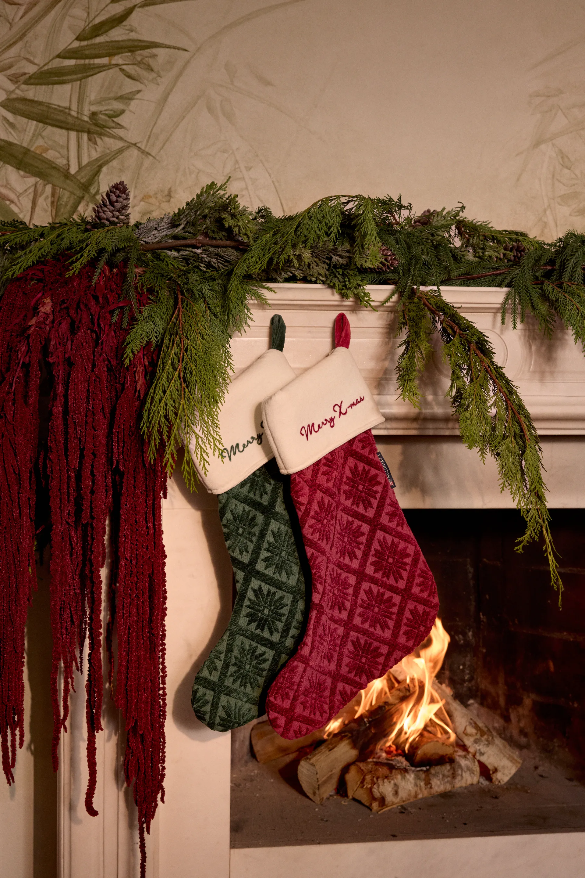 Calza di Natale in jacquard cotone ecologico/viscosa, Rosso Lexington