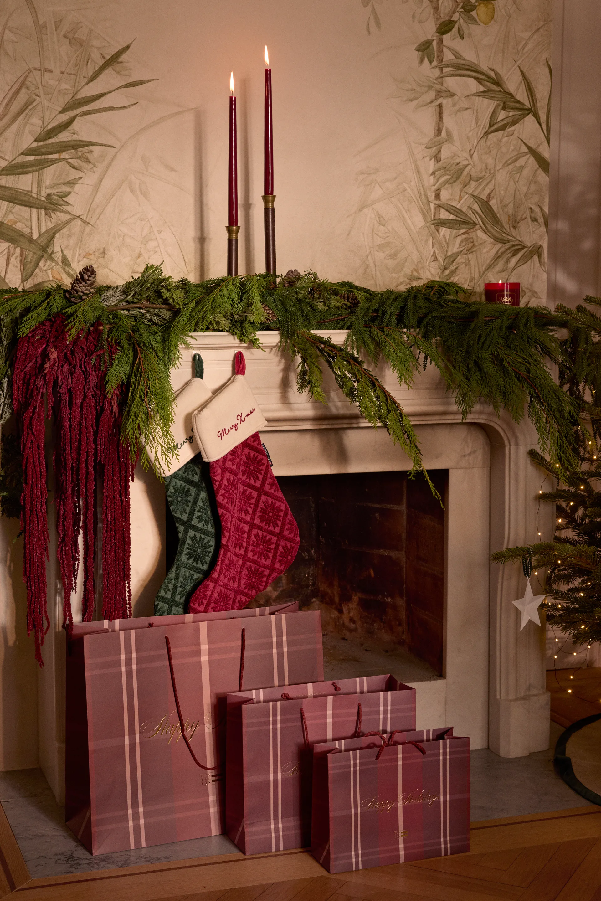 Calza di Natale in jacquard cotone ecologico/viscosa, Rosso Lexington