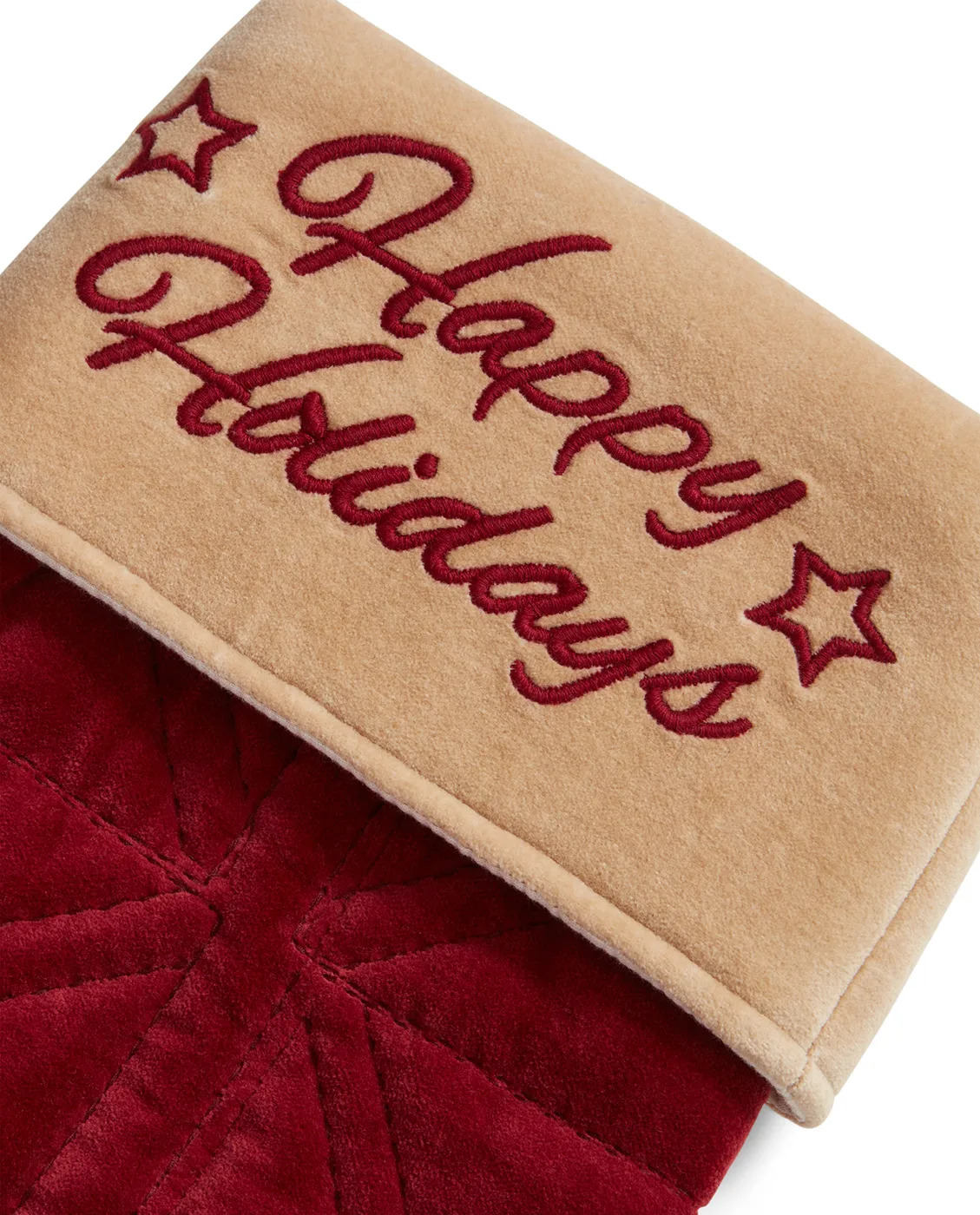 Calza di Natale in velluto Happy Holidays, Rosso Lexington