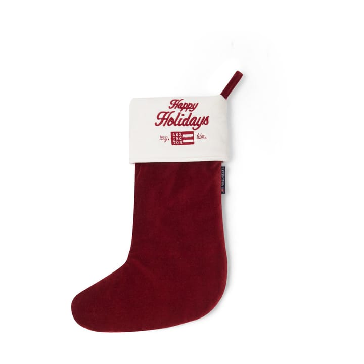 Calza natalizia Happy Holiday in cotone organico vellutato - Rosso, bianco - Lexington