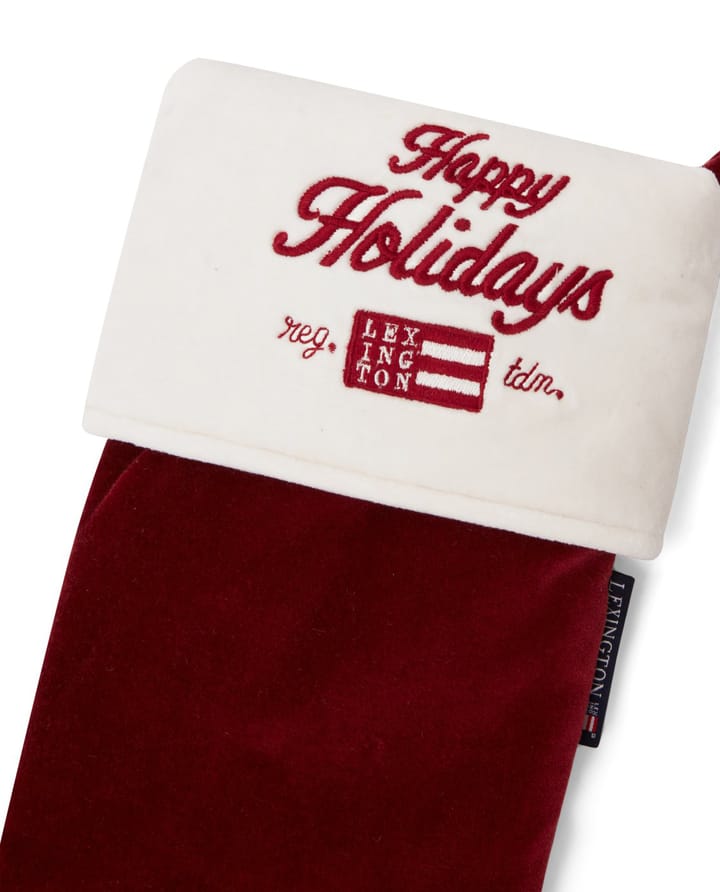Calza natalizia Happy Holiday in cotone organico vellutato - Rosso, bianco - Lexington