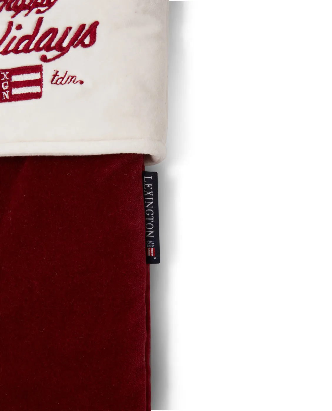 Calza natalizia Happy Holiday in cotone organico vellutato, Rosso, bianco Lexington