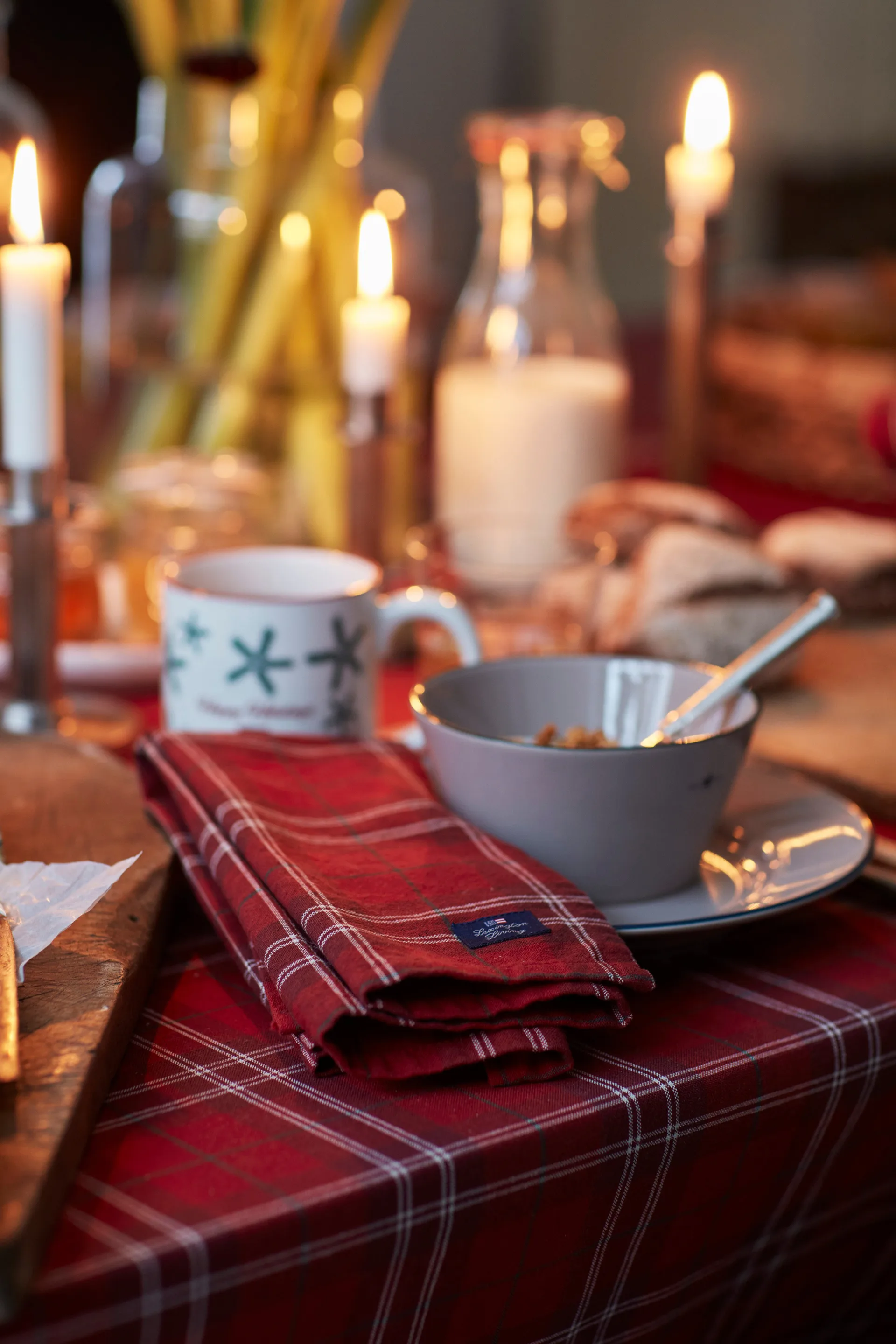 Canovaccio a scacchi in cotone organico Oxford, 50x50 cm, Rosso, beige, verde Lexington