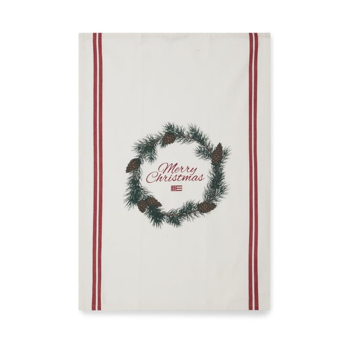 Canovaccio Merry Little in cotone organico, 50x70 cm - Bianco, rosso, verde - Lexington