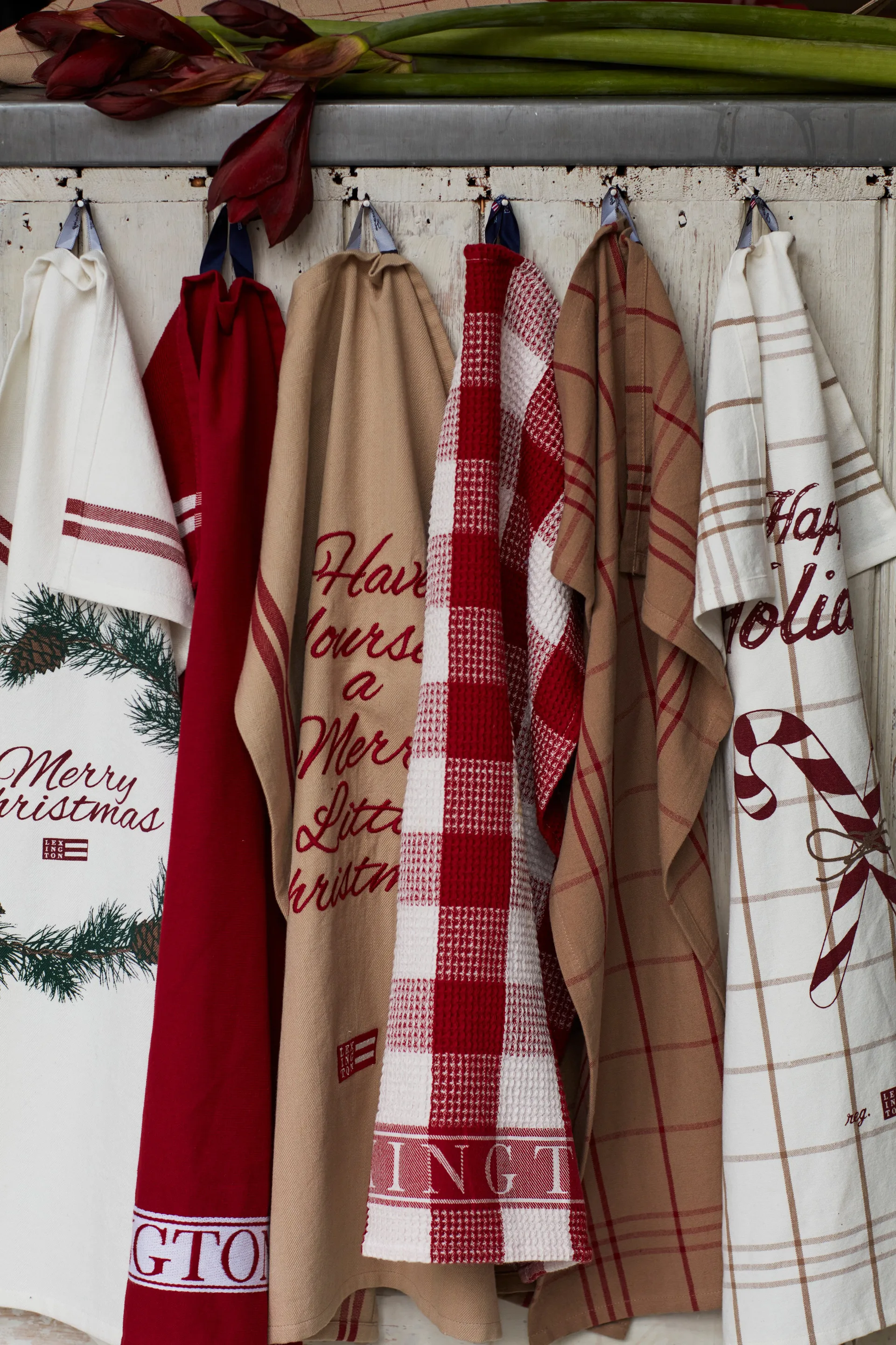 Canovaccio Merry Little in cotone organico, 50x70 cm, Bianco, rosso, verde Lexington