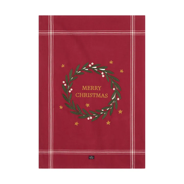 Canovaccio Merry Little in cotone organico, 50x70 cm - Red-Light beige - Lexington