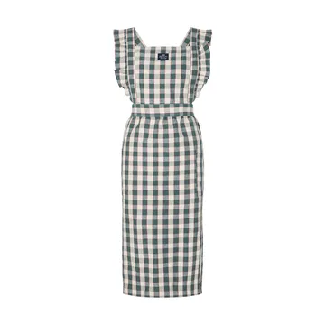 Checked cotton linen grembiule - Green-Light beige-red - Lexington