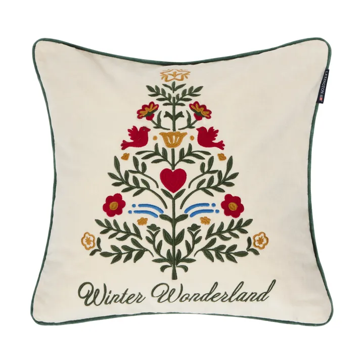 Christmas Tree velvet federa per cuscino - Light beige-multicolor, 50x50 cm - Lexington
