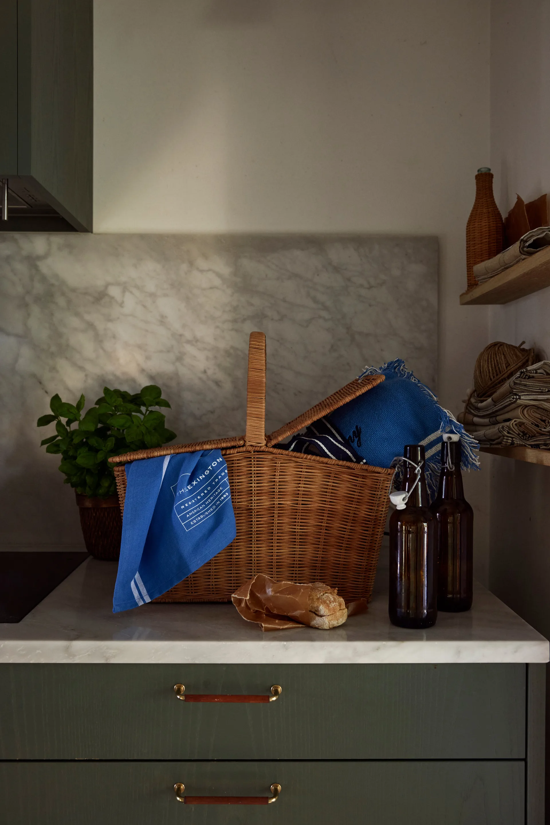 Coperta da picnic in cotone riciclato 150x150 cm, Blue Lexington