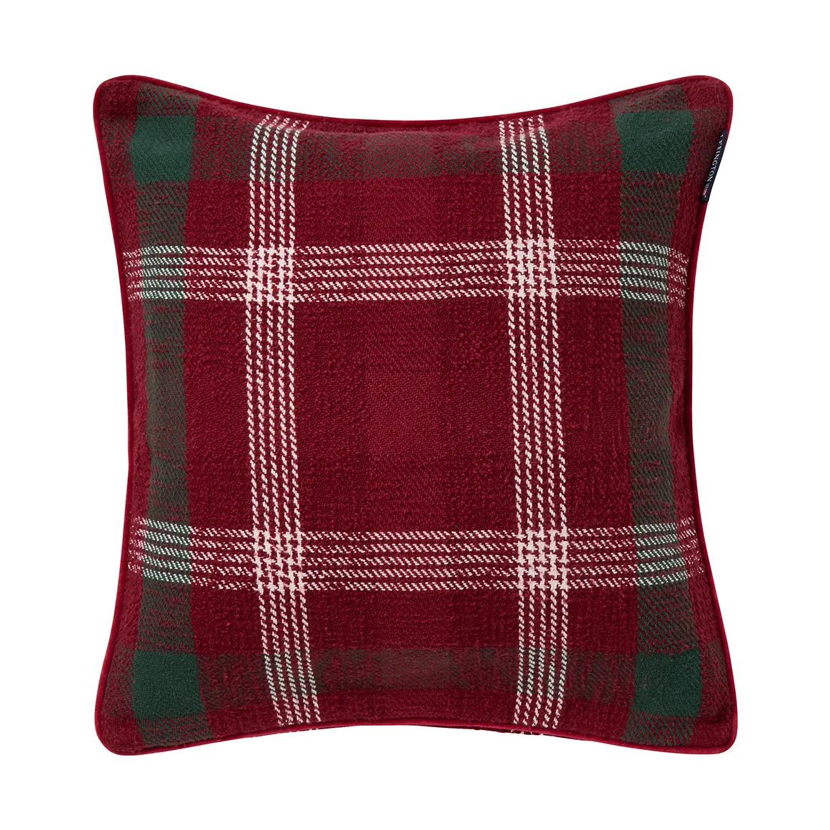 Copricuscino in cotone riciclato Checked 50x50 cm, Rosso-verde-bianco Lexington