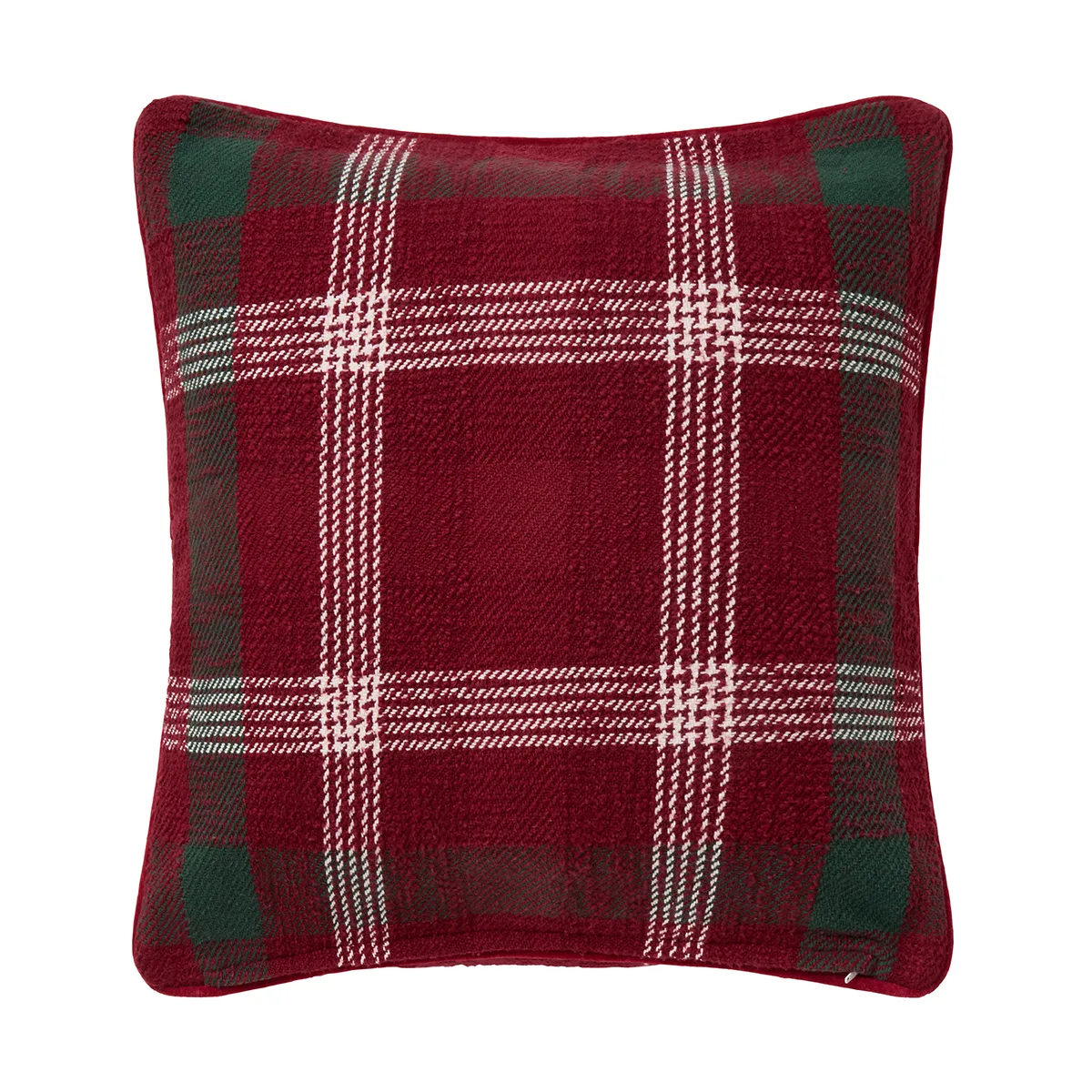 Copricuscino in cotone riciclato Checked 50x50 cm, Rosso-verde-bianco Lexington