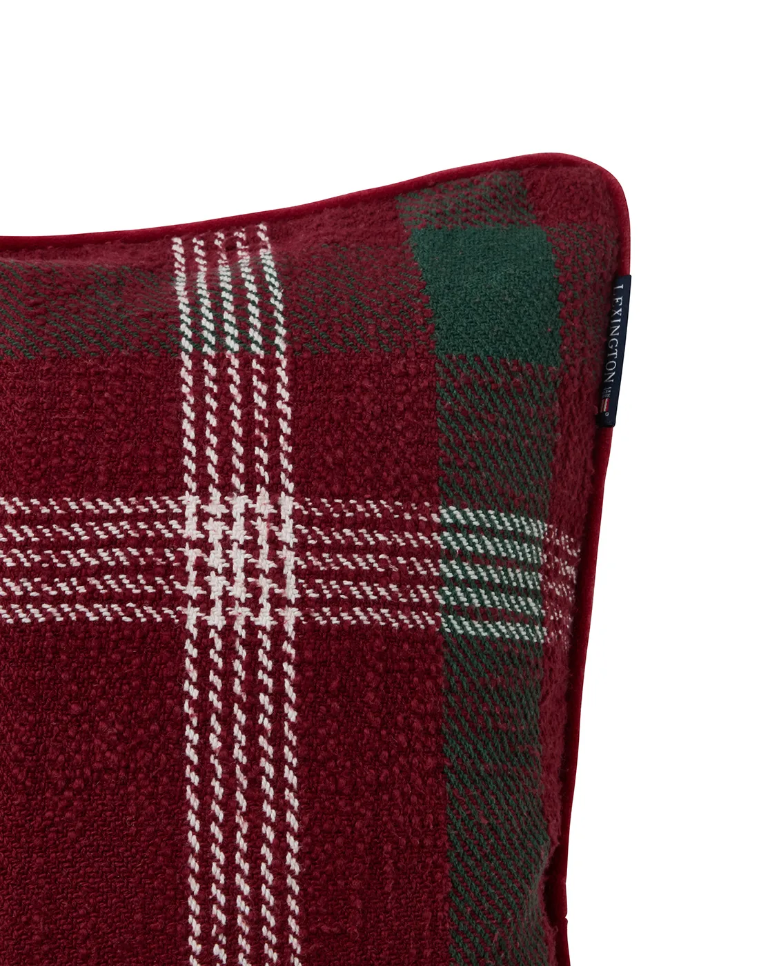 Copricuscino in cotone riciclato Checked 50x50 cm, Rosso-verde-bianco Lexington