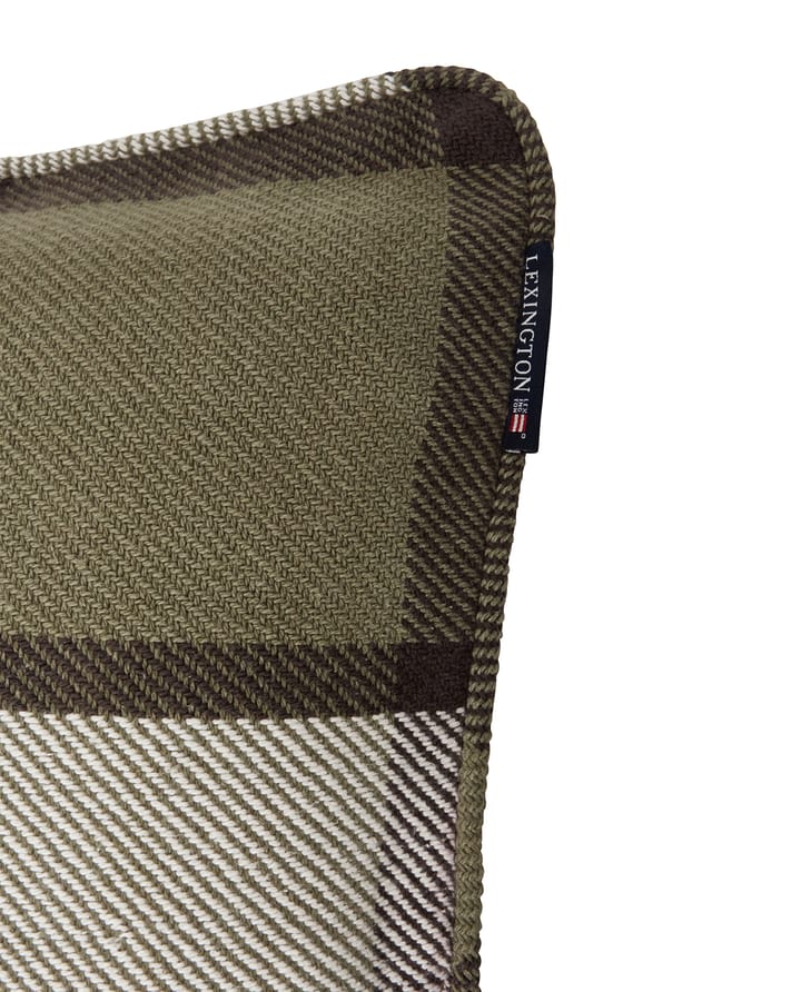 Copricuscino in twill pesante a quadri 50x50 cm, Olive Lexington