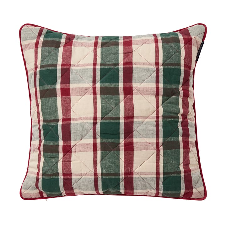 Copripiumino a quadretti in lino/cotone trapuntato 50x50 cm - Verde-rosso-beige - Lexington