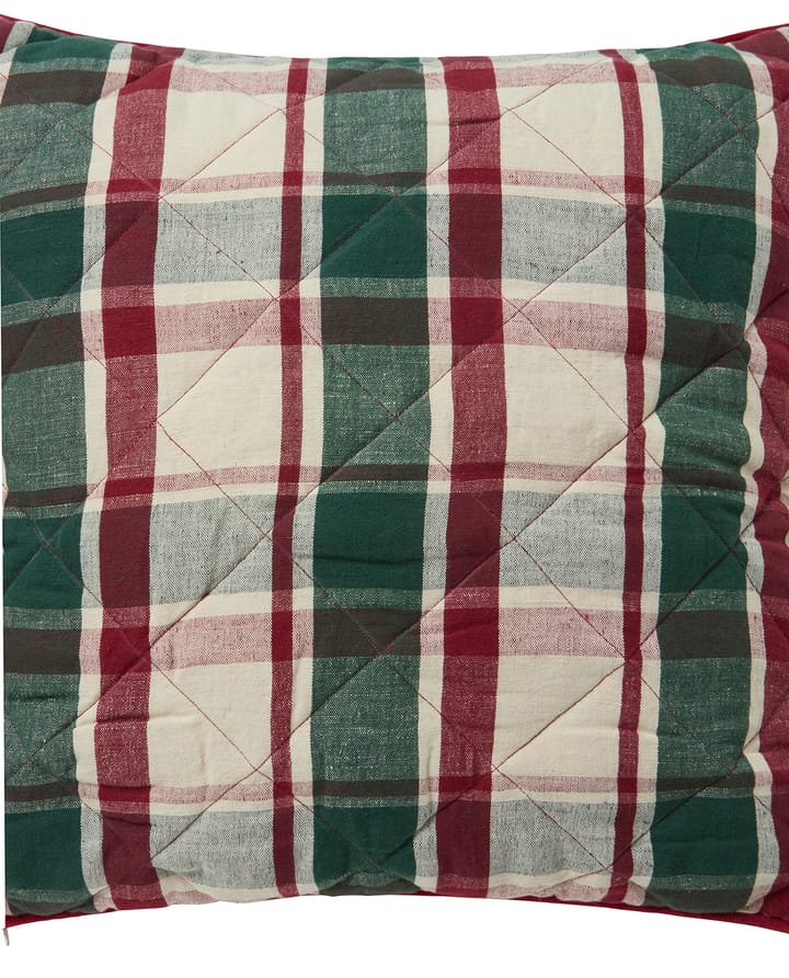 Copripiumino a quadretti in lino/cotone trapuntato 50x50 cm, Verde-rosso-beige Lexington