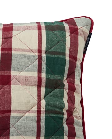 Copripiumino a quadretti in lino/cotone trapuntato 50x50 cm - Verde-rosso-beige - Lexington