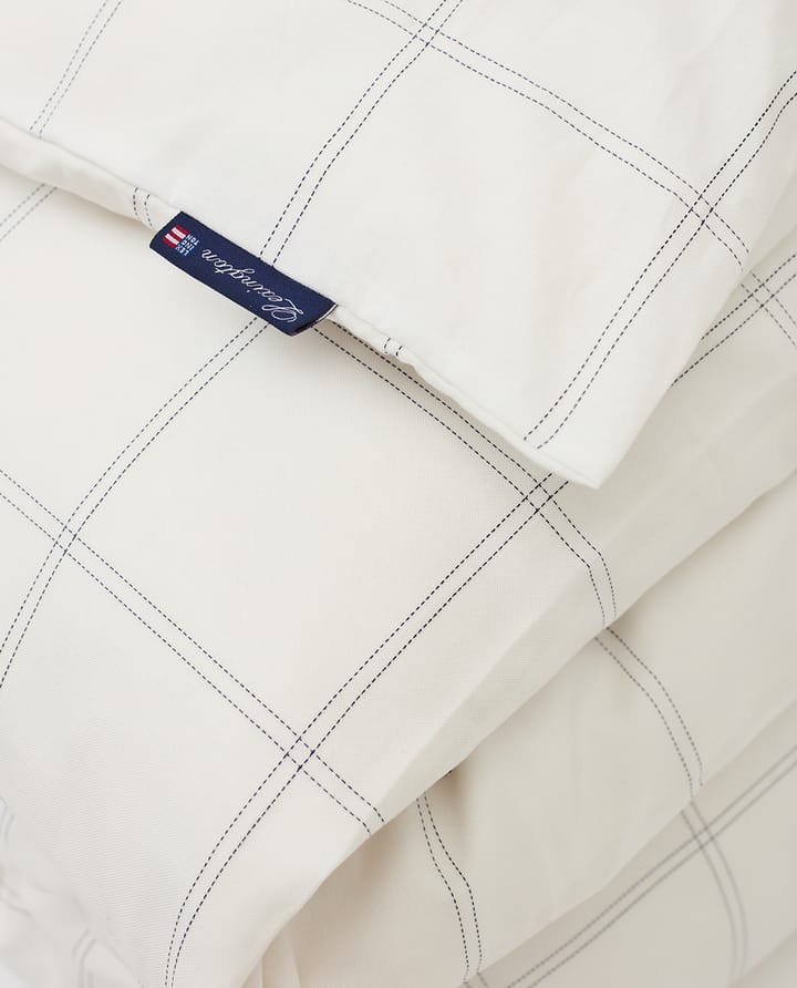Copripiumino a quadri in cotone-lyocell 150x210 cm, Bianco sporco-blu scuro Lexington