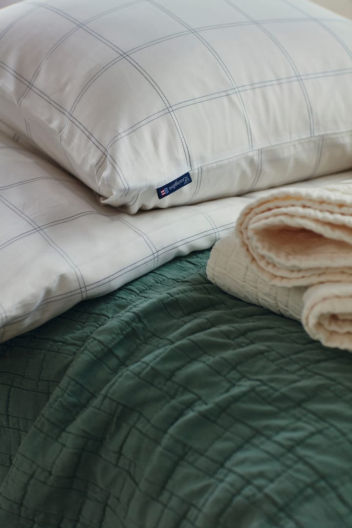 Copripiumino a quadri in cotone-lyocell 150x210 cm, Bianco sporco-blu scuro Lexington
