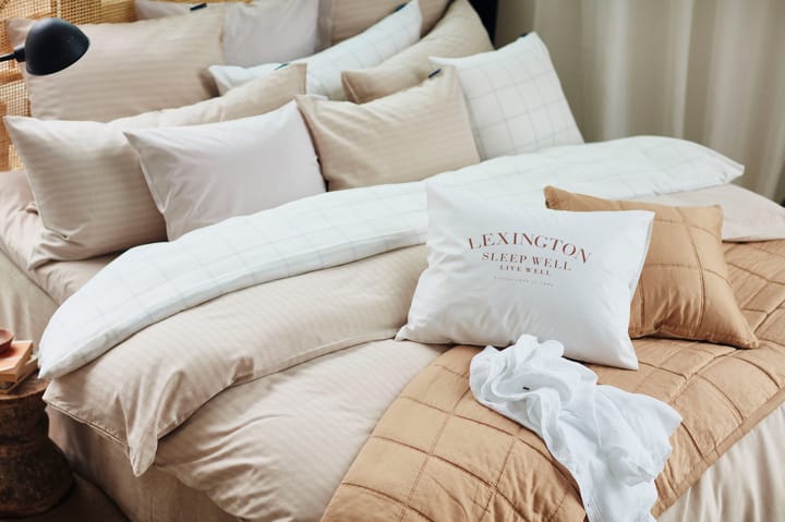 Copripiumino a quadri in cotone-lyocell 150x210 cm, Bianco sporco-blu scuro Lexington