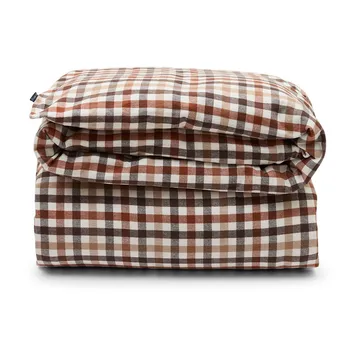 Copripiumino Checked in cotone e flanella 220x220 cm - Rustic Brown/Off White - Lexington