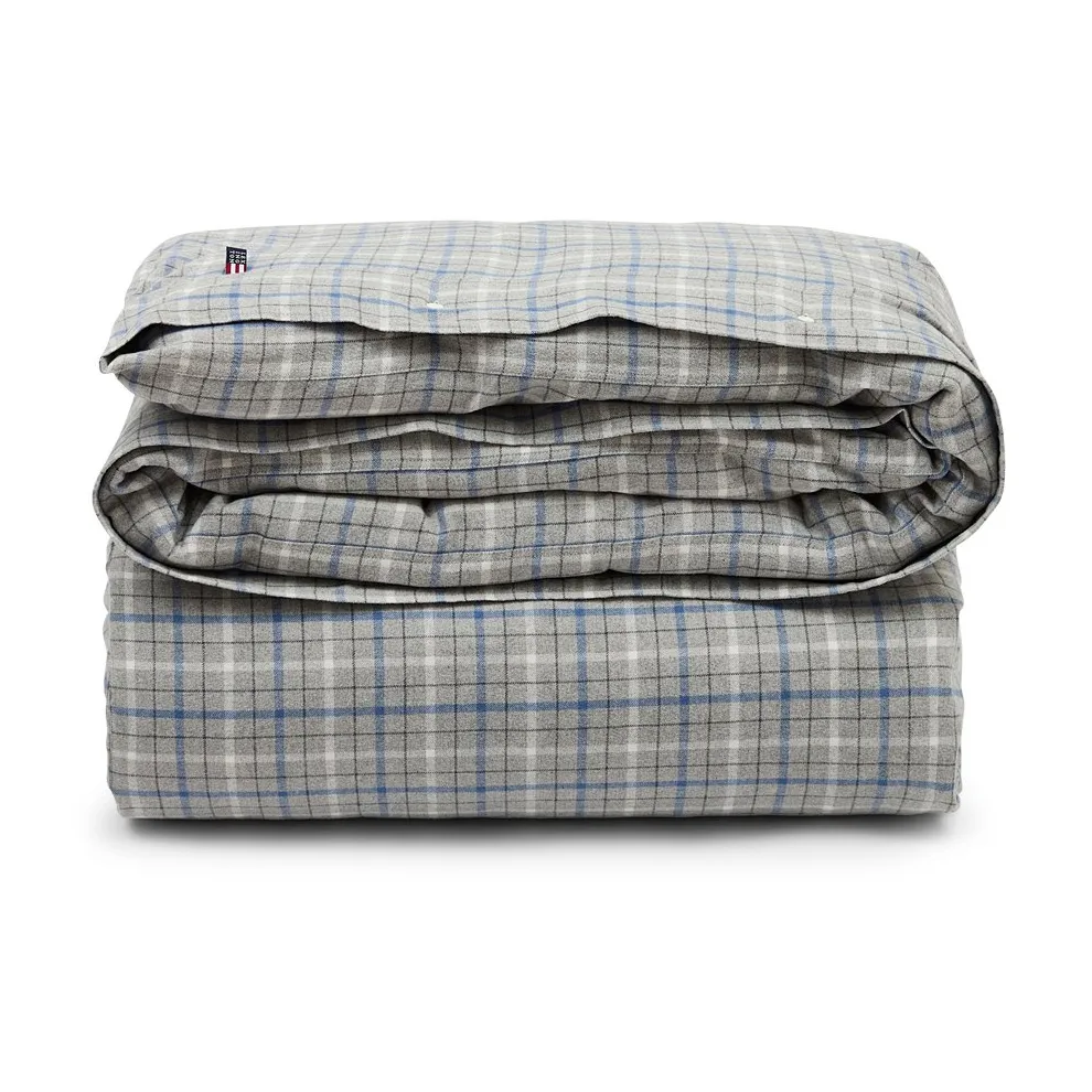 Copripiumino in flanella di cotone a quadri 150x210 cm, Grigio-blu Lexington