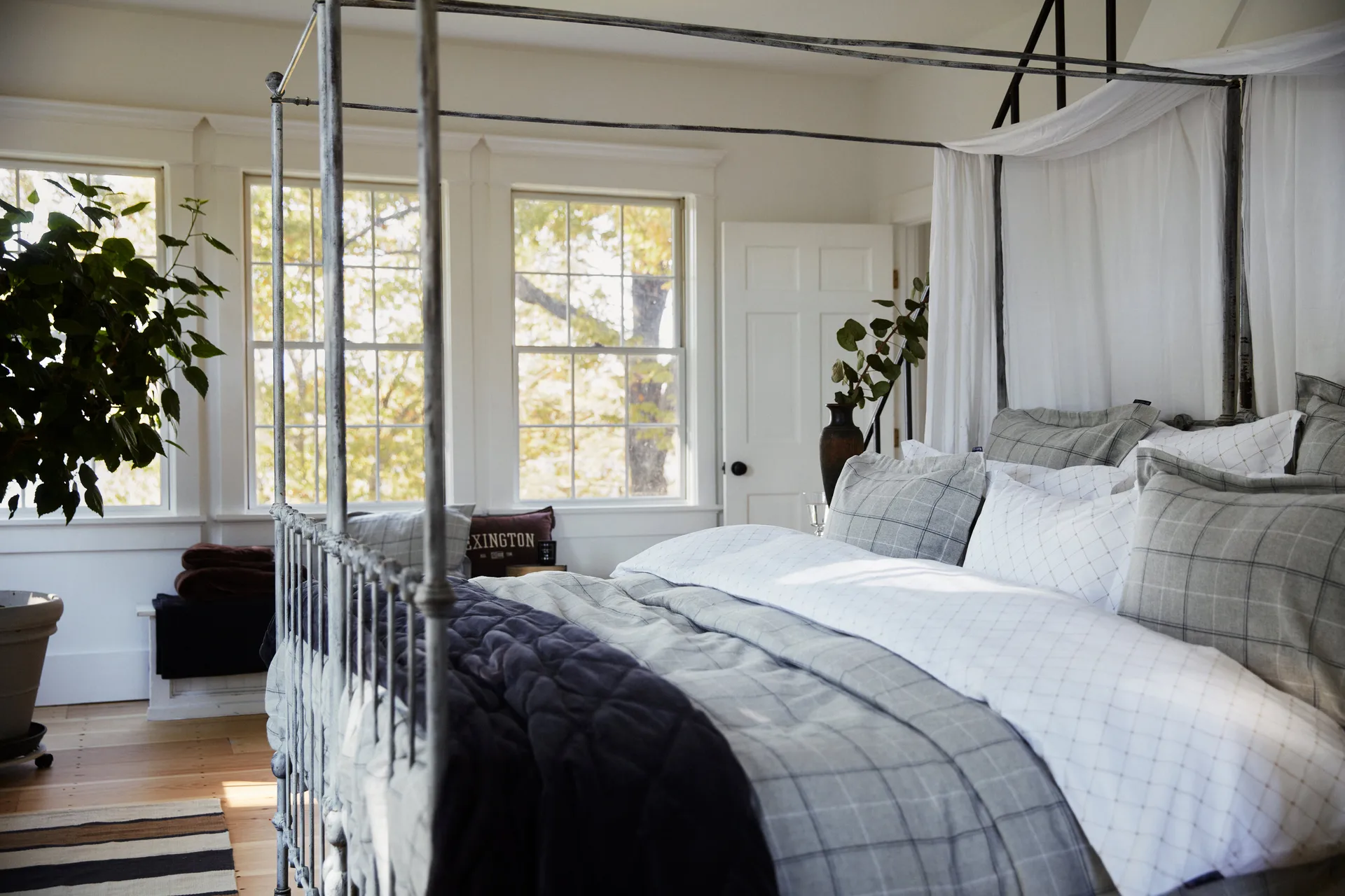 Copripiumino in flanella di cotone a quadri 150x210 cm, Light gray-dove Lexington