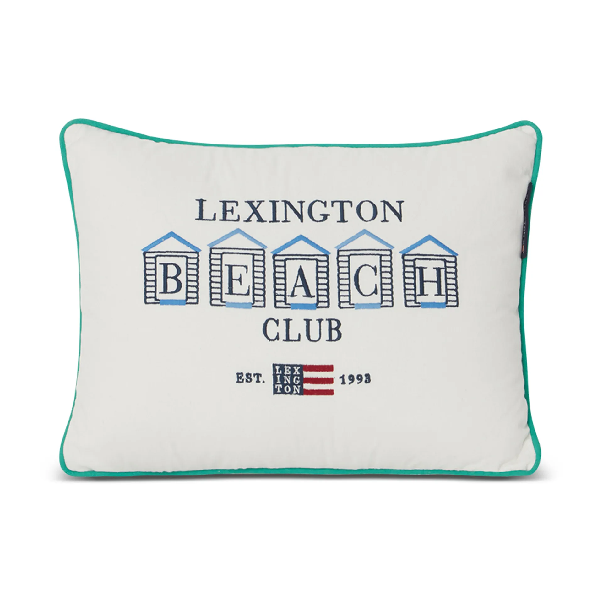 Cuscino Beach Club Small Embroidered 30x40 cm, Blu-bianco-verde Lexington
