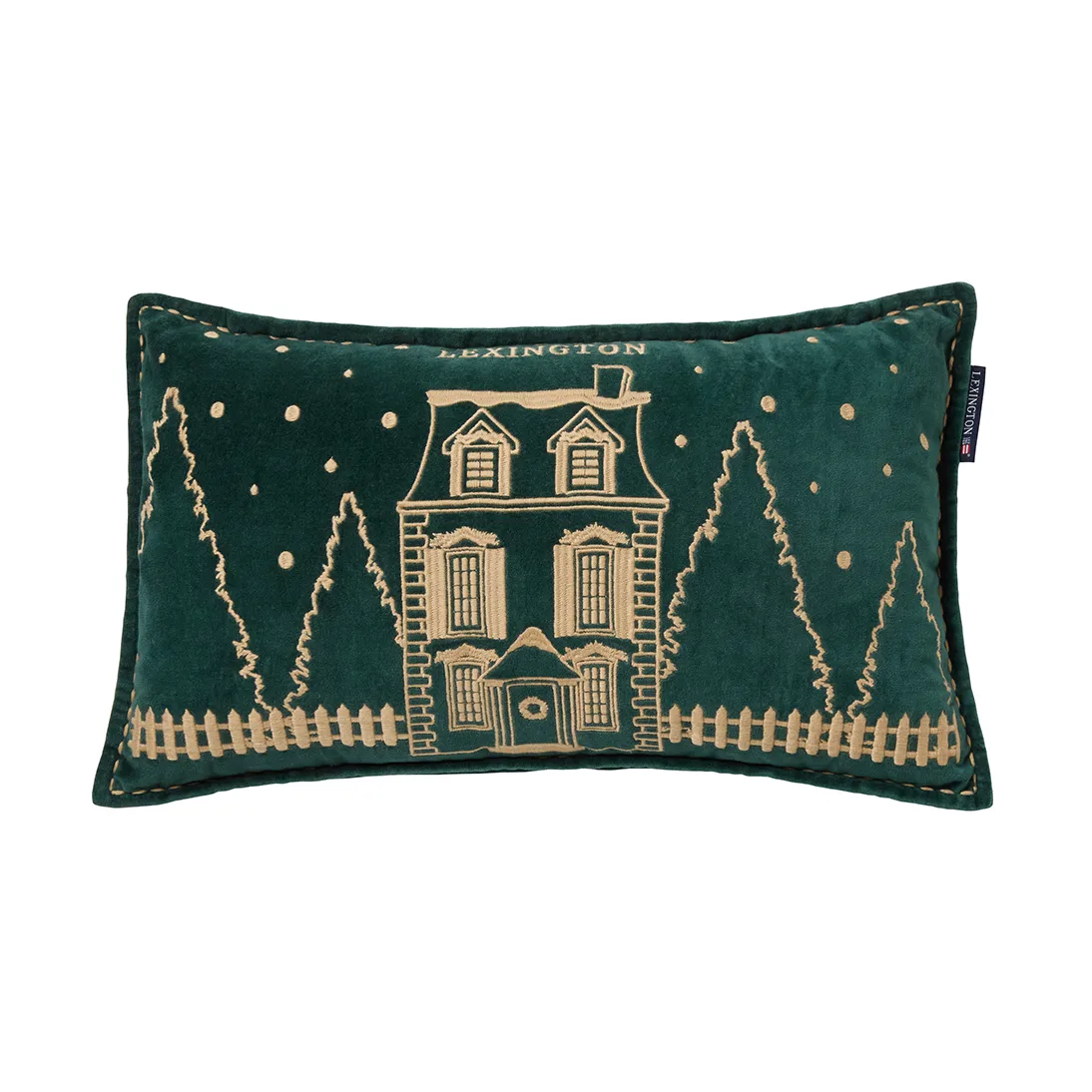 Cuscino in cotone vellutato eko Winter House 30x50 cm, Verde-Beige chiaro Lexington