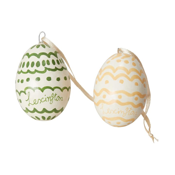 Easter Eggs in Papier Maché pendenti pasquali confezione da 2 - Verde-giallo - Lexington