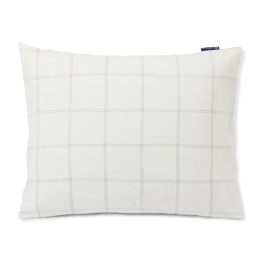 Federa a quadri cotone-lyocell 50x60 cm, Bianco sporco-blu scuro Lexington