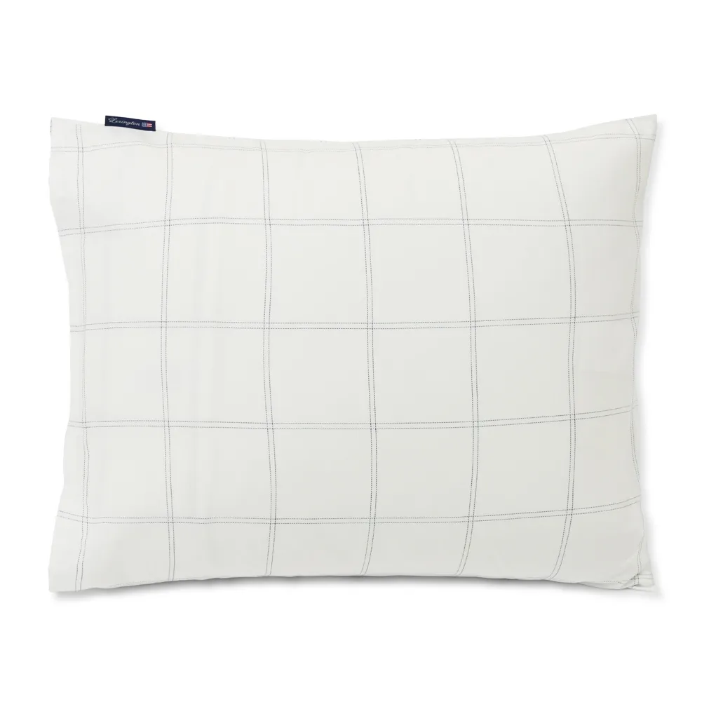 Federa a quadri cotone-lyocell 50x60 cm, Bianco sporco-blu scuro Lexington
