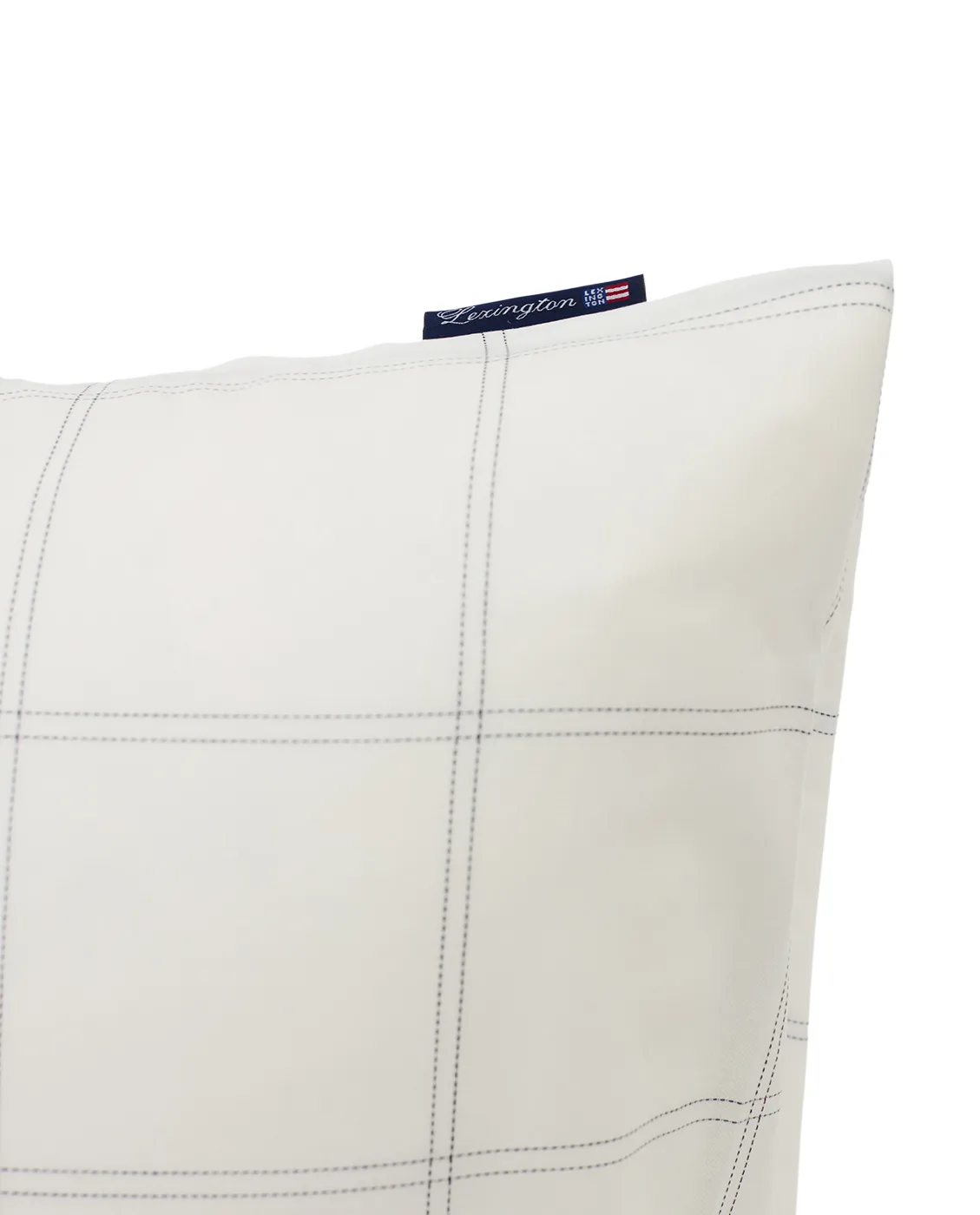 Federa a quadri cotone-lyocell 50x60 cm, Bianco sporco-blu scuro Lexington